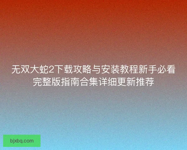 无双大蛇2下载攻略与安装教程新手必看完整版指南合集详细更新推荐